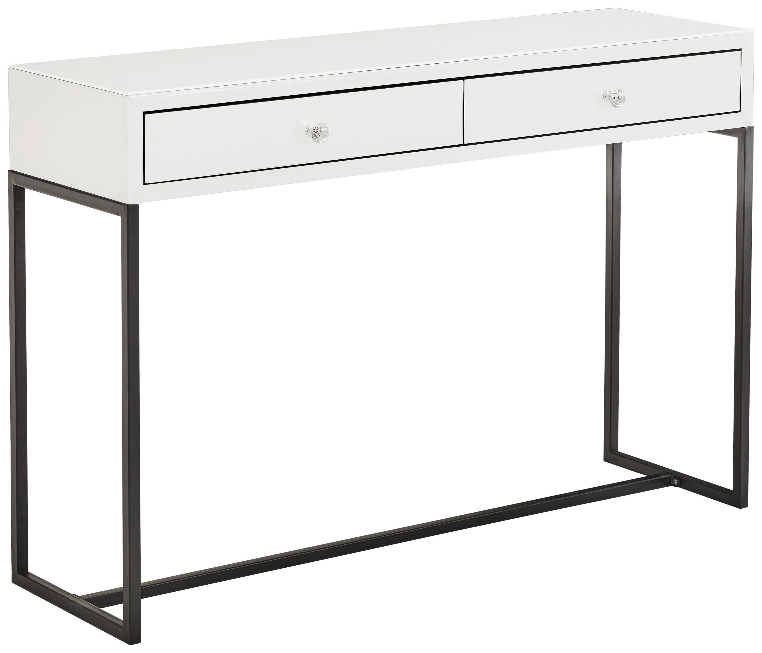 KONSOLBORD i metall, glas, trämaterial 120/35/80 cm    - vit/svart, Design, metall/trämaterial (120/35/80cm) - Novel