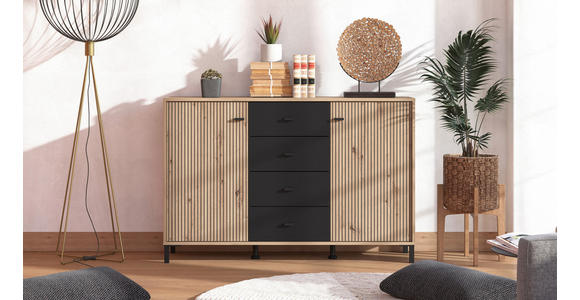 SIDEBOARD in 138/90/40 cm - Schwarz/Eiche Artisan, Basics, Holzwerkstoff/Kunststoff (138/90/40cm) - Carryhome