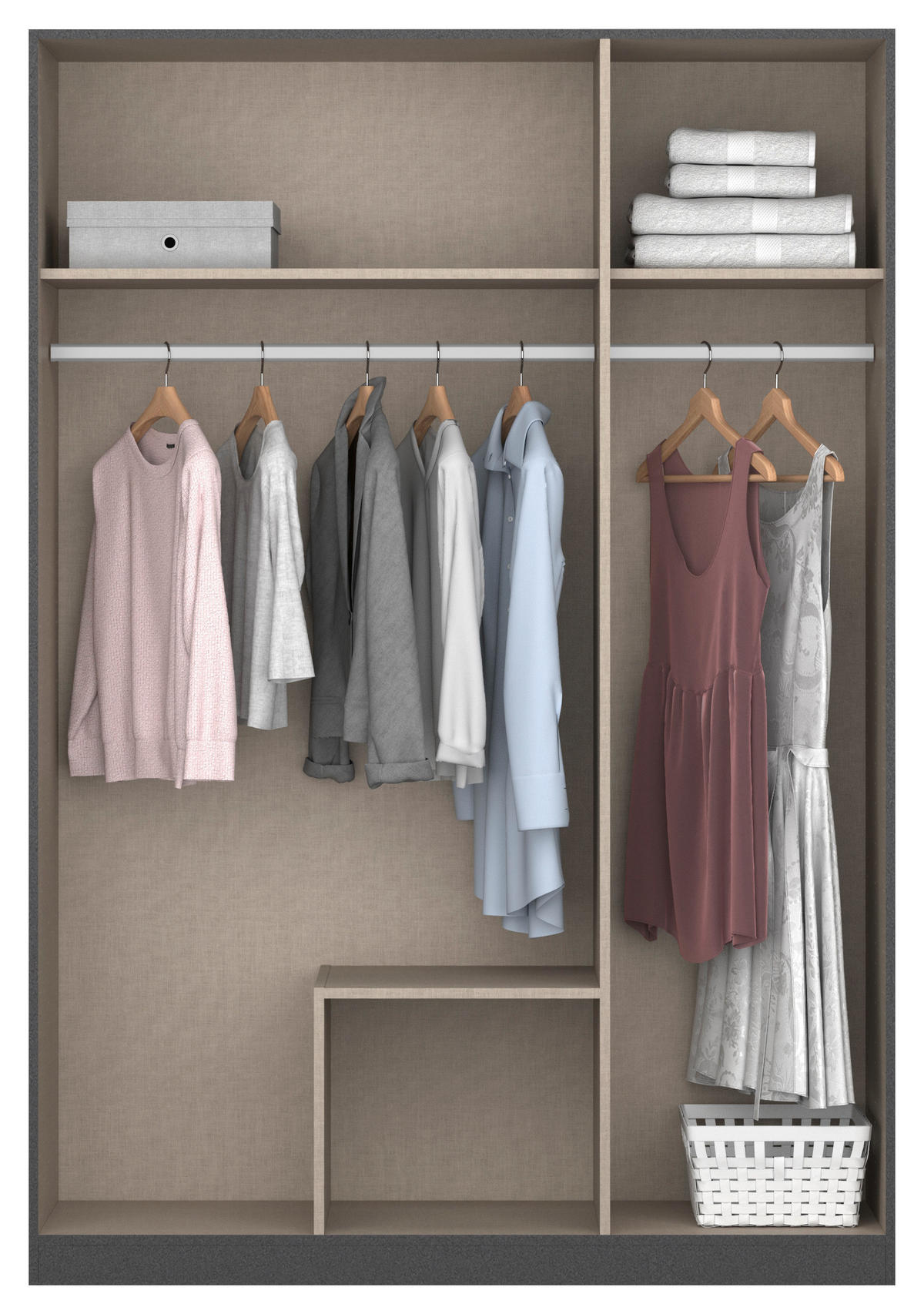 DREHTÜRENSCHRANK 136/197/54 cm,  in Grau, Eiche Artisan, 3-türig  - Eiche Artisan/Grau, MODERN, Holzwerkstoff/Kunststoff (136/197/54cm) - Rauch Möbel