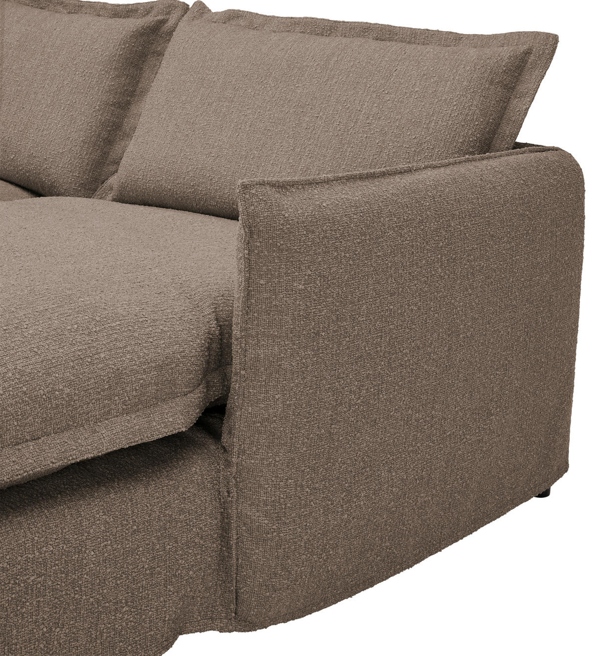 HUSSEN-ECKSOFA in Flachgewebe, Bouclé Braun  - Schwarz/Braun, Trend, Textil/Metall (295/165cm) - Livetastic