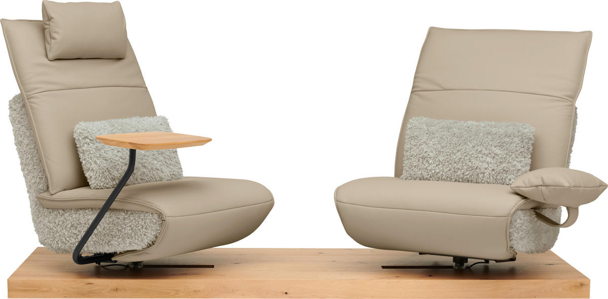 2-SITZER-SOFA  in Hochflor Echtleder Creme, Beige  - Beige/Creme, Design, Leder/Holz (240/65/104cm) - Koinor