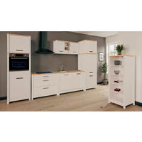 KÜCHENLEERBLOCK 430 cm   in Kaschmir, Eiche Artisan  - Kaschmir/Silberfarben, MODERN, Glas/Holzwerkstoff (430cm) - home24