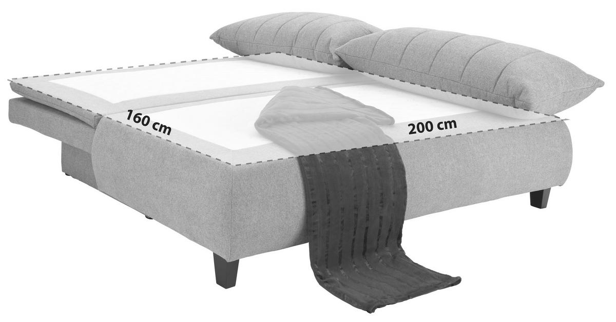 BOXSPRINGSOFA Webstoff Greige  - Greige/Schwarz, MODERN, Holz/Textil (208/102/96cm) - MID.YOU