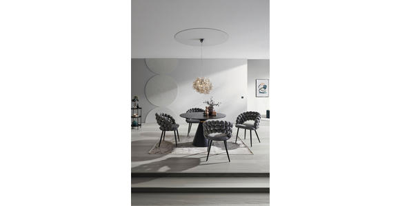 ESSTISCH in Metall, Glas, Keramik 120/120/76 cm - Schwarz, Design, Glas/Keramik (120/120/76cm) - Novel