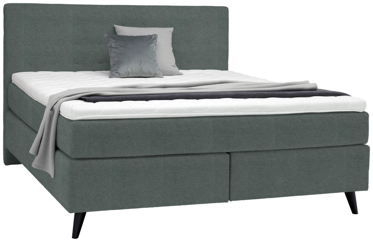 BOXSPRINGBETT 160/200 cm  in Grün  - Schwarz/Grün, Konventionell, Holz/Textil (160/200cm) - Voleo