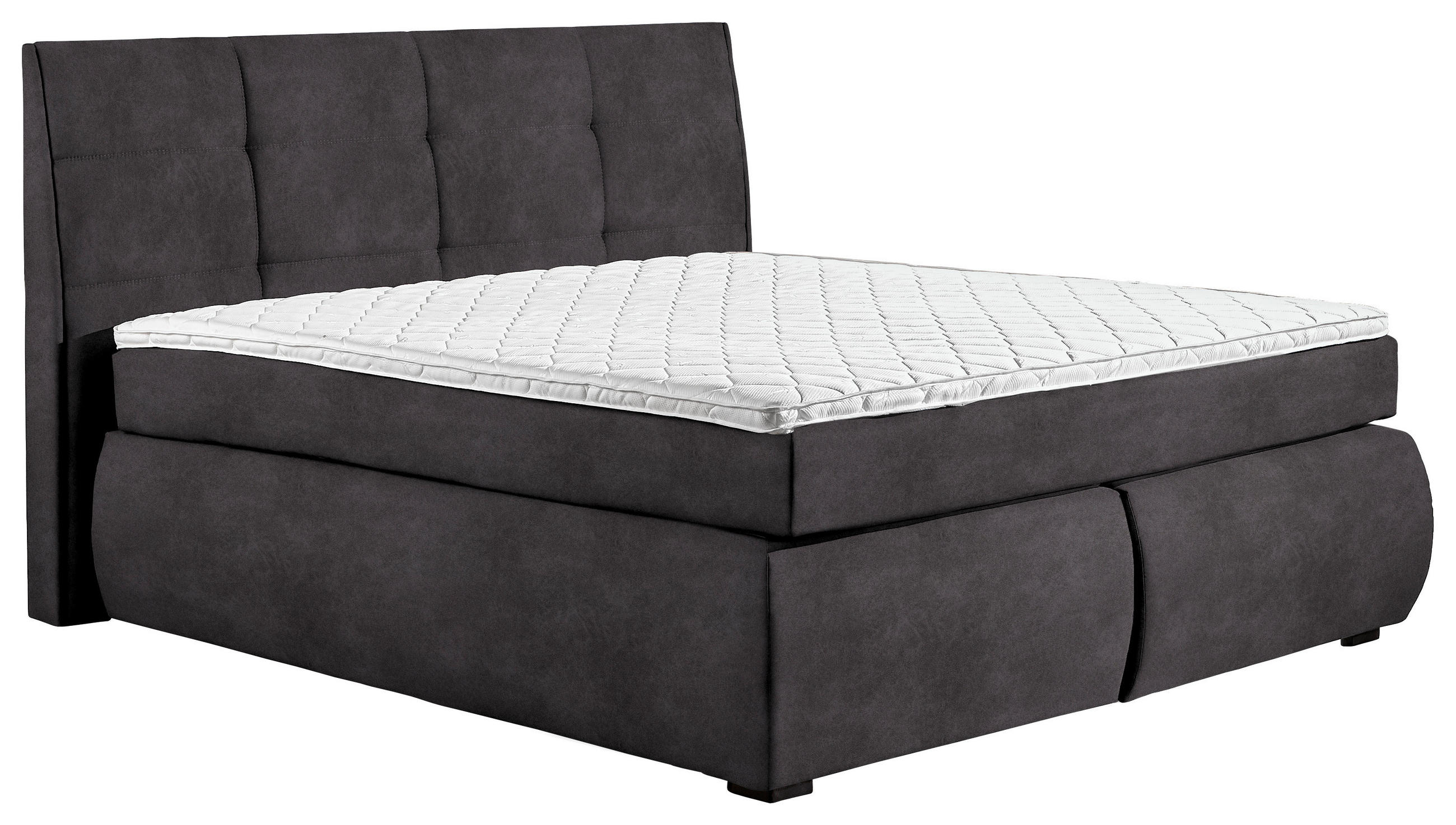 BOXSPRINGBETT 160/200 cm  in Anthrazit  - Wengefarben/Anthrazit, KONVENTIONELL, Holz/Textil (160/200cm) - Xora