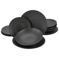 TAFELSERVICE LAVA STONE Schwarz Lava Stone 12-teilig  - Schwarz, Trend, Keramik - Creatable