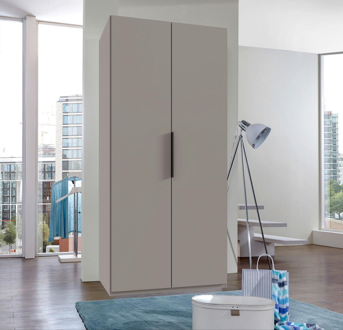 DREHTÜRENSCHRANK  in Sahara  - Schwarz/Sahara, MODERN, Holzwerkstoff/Metall (100/216/58cm) - MID.YOU