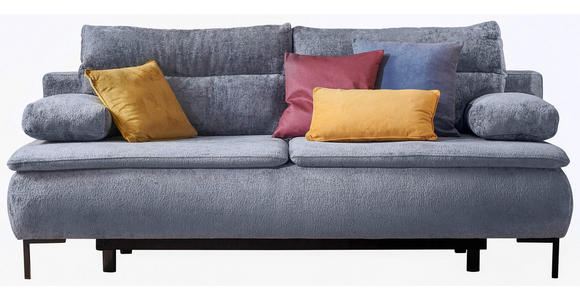 BOXSPRINGSOFA Webstoff Blau  - Blau/Schwarz, Design, Textil/Metall (202/93/100cm) - Novel