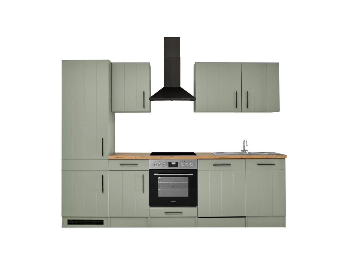 KÜCHENBLOCK 280 cm   in Wildeiche, Schilfgrün  - Schilfgrün/Wildeiche, Trend, Holzwerkstoff/Metall (280cm) - Respekta