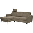 ECKSOFA Braun Flachgewebe Bettkasten, Schlaffunktion, Rücken echt, Kopfstütze, Liegefläche im Originalstoff  - Buchefarben/Braun, KONVENTIONELL, Holz/Textil (166/241cm) - Carryhome