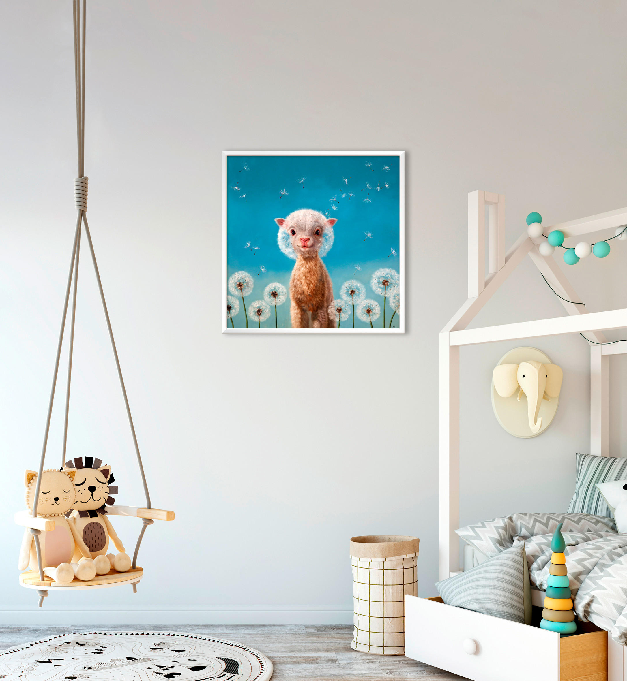KUNSTDRUCK 30/30 cm  - Blau/Weiss, Basics, Papier (30/30cm) - Monee