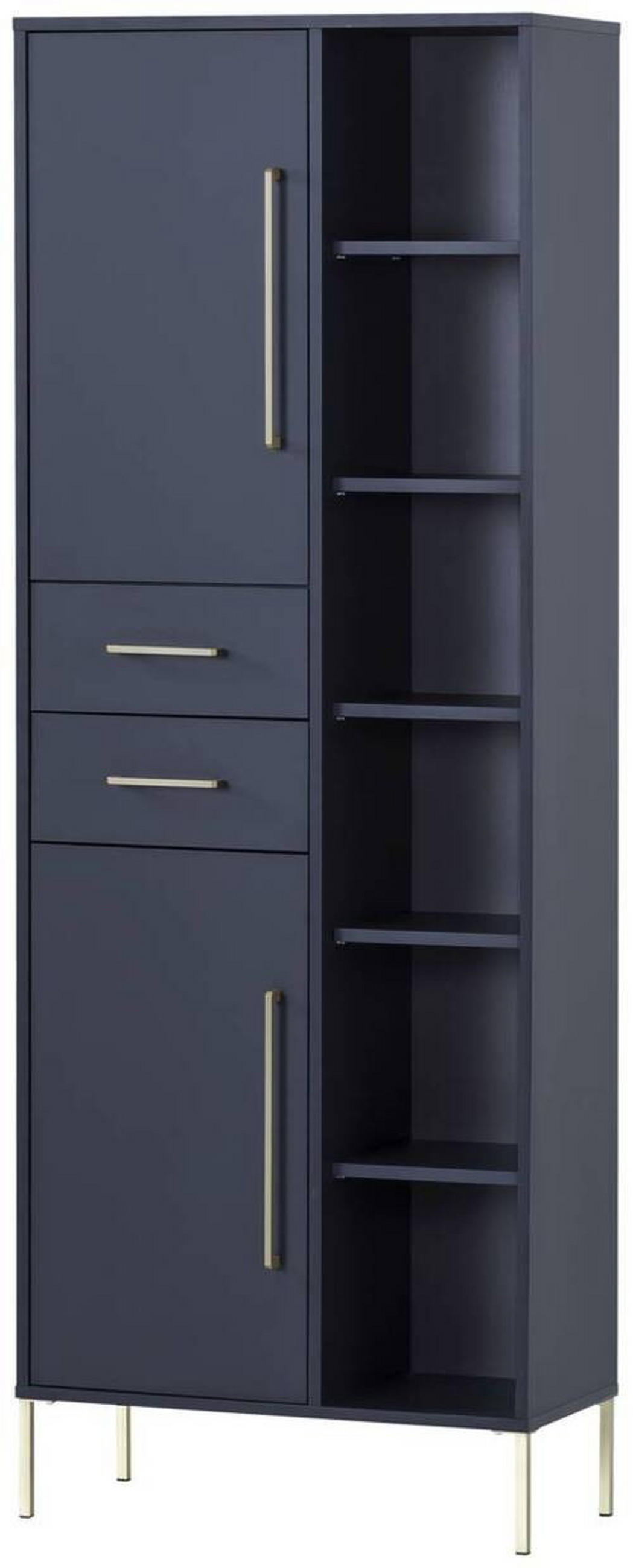 HOCHSCHRANK 67,1/184,3/33,1 cm  - Goldfarben/Dunkelblau, MODERN, Holzwerkstoff/Metall (67,1/184,3/33,1cm) - Stylife