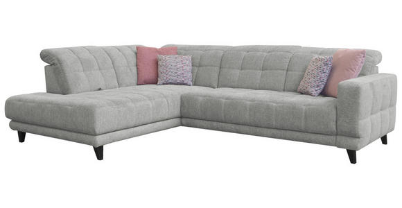 ECKSOFA Grau Webstoff  - Schwarz/Grau, Design, Holz/Textil (216/302cm) - Xora