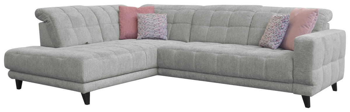 ECKSOFA Grau Webstoff  - Schwarz/Grau, Design, Holz/Textil (216/302cm) - Xora