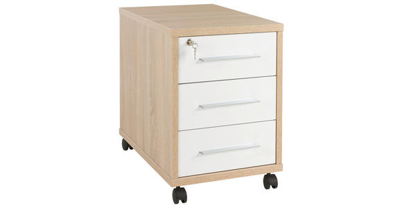 ROLLCONTAINER 43,8/63/65 cm - Silberfarben/Weiß, KONVENTIONELL, Holzwerkstoff/Kunststoff (43,8/63/65cm) - Voleo