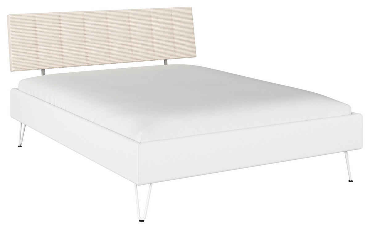 BETT 160/200 cm,  in Weiß,  - Weiß, Design, Textil/Metall (160/200cm) - Carryhome