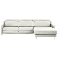 ECKSOFA Echtleder Creme  - Chromfarben/Creme, Design, Leder/Metall (291/176cm) - Valdera