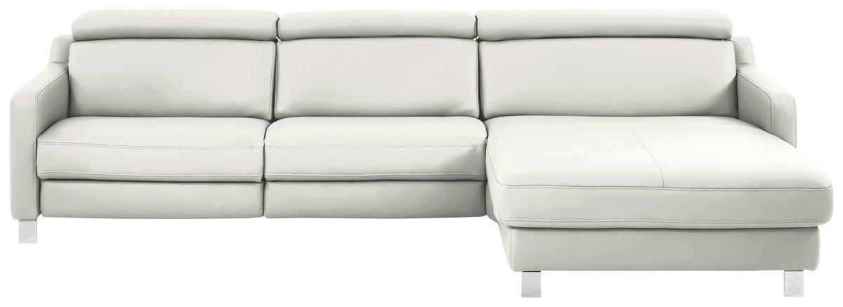 ECKSOFA Echtleder Creme  - Chromfarben/Creme, Design, Leder/Metall (291/176cm) - Valdera