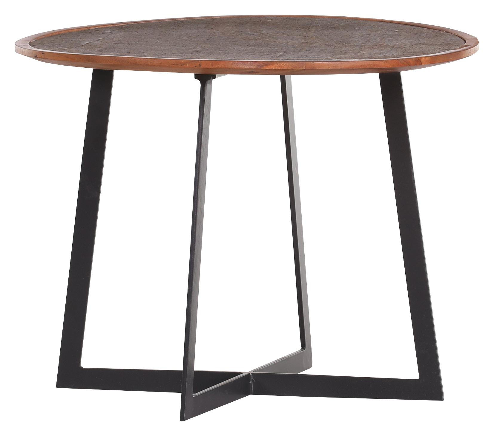 Couchtisch in Holz, Metall, Stein 51/51/39 cm