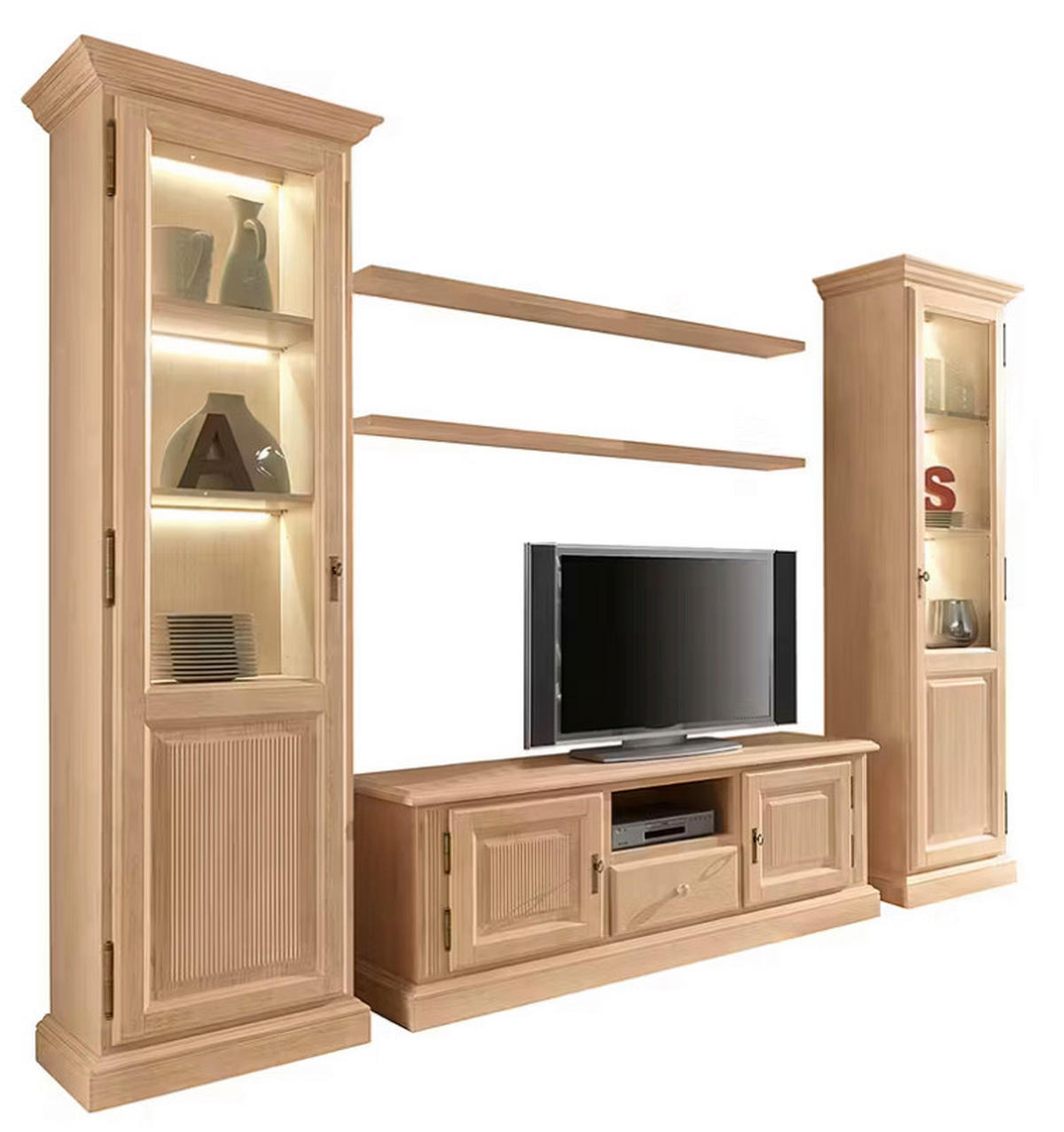 WOHNWAND 5-teilig  in Beige  310/217/47 cm  - Beige, Design, Holz (310/217/47cm) - Livetastic