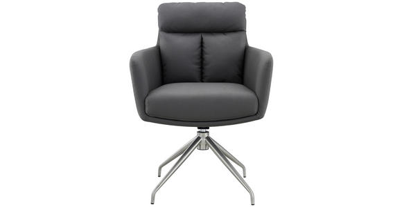 ARMLEHNSTUHL  in Edelstahl Mikrofaser  - Edelstahlfarben/Grau, Design, Textil/Metall (62/89,5/65cm) - Novel