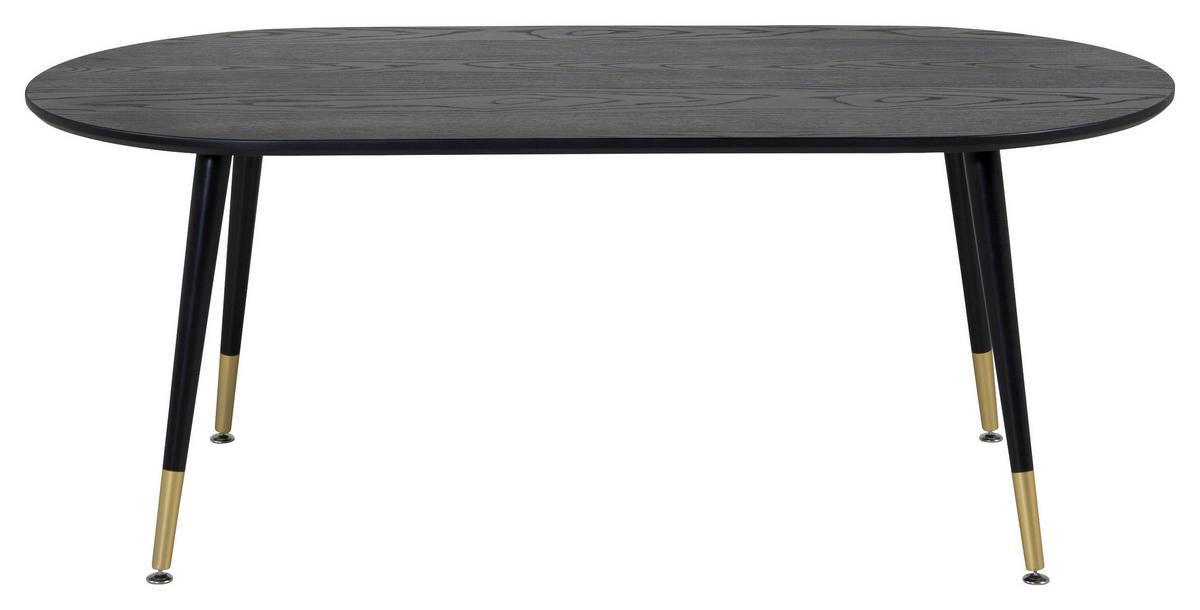 COUCHTISCH furniert 120/60/47 cm oval Schwarz, Messingfarben  - Messingfarben/Schwarz, Design, Holzwerkstoff/Metall (120/60/47cm) - Livetastic