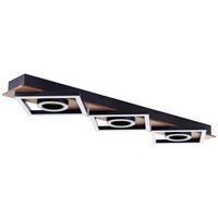 LED-DECKENLEUCHTE    88/6,5/28 cm  - Eiche dunkel/Schwarz, Design, Holz/Kunststoff (88/6,5/28cm) - Brilliant