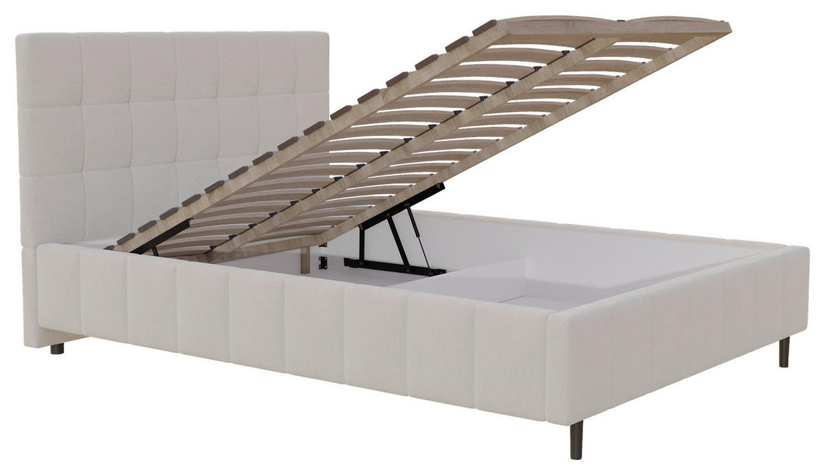 POLSTERBETT 180/200 cm  in Naturfarben  - Schwarz/Naturfarben, Modern, Holz/Textil (180/200cm) - MID.YOU