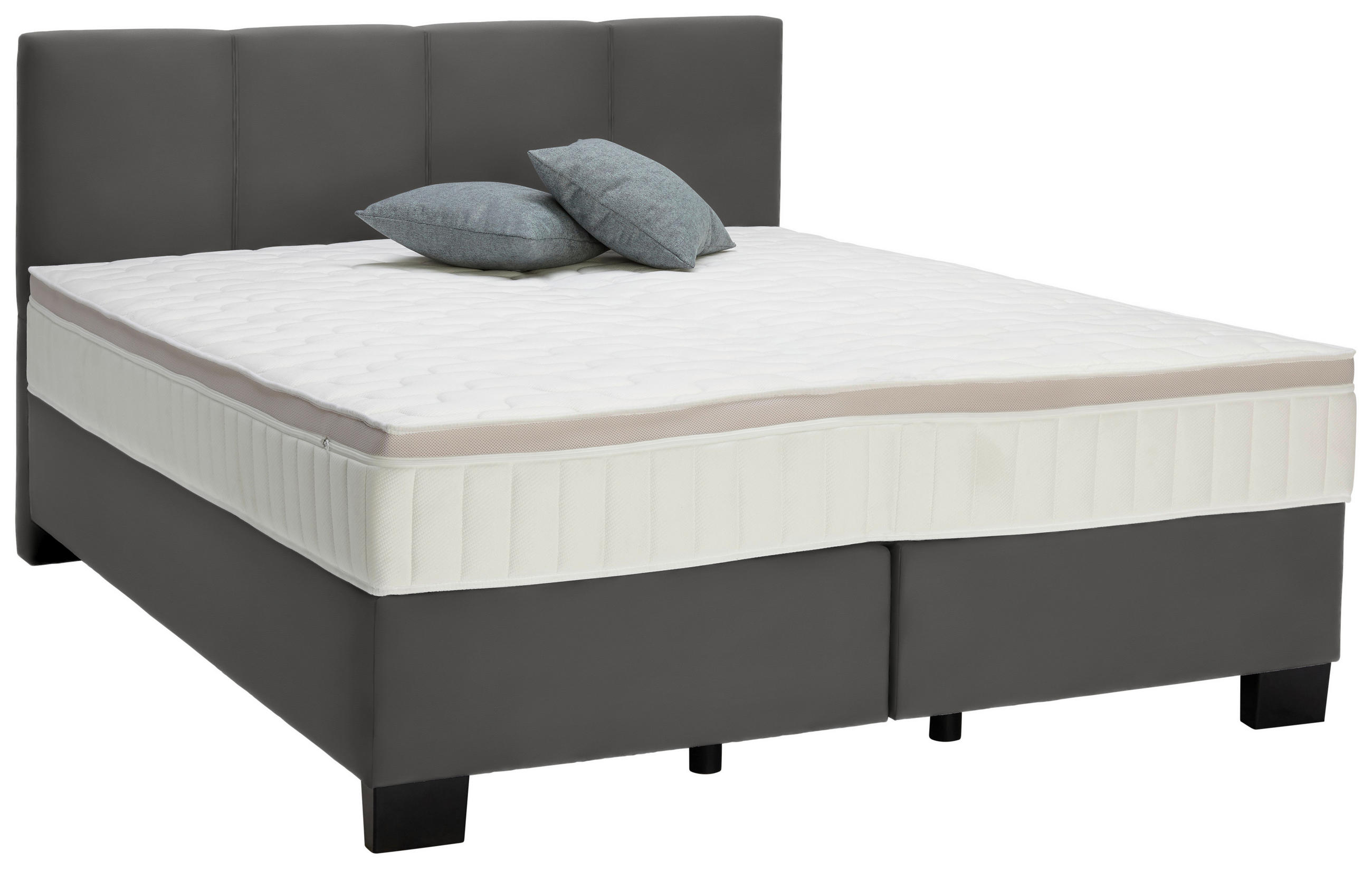 BOXSPRINGBETT 160/200 cm  in Anthrazit  - Anthrazit/Schwarz, Design, Kunststoff/Textil (160/200cm) - Hom`in