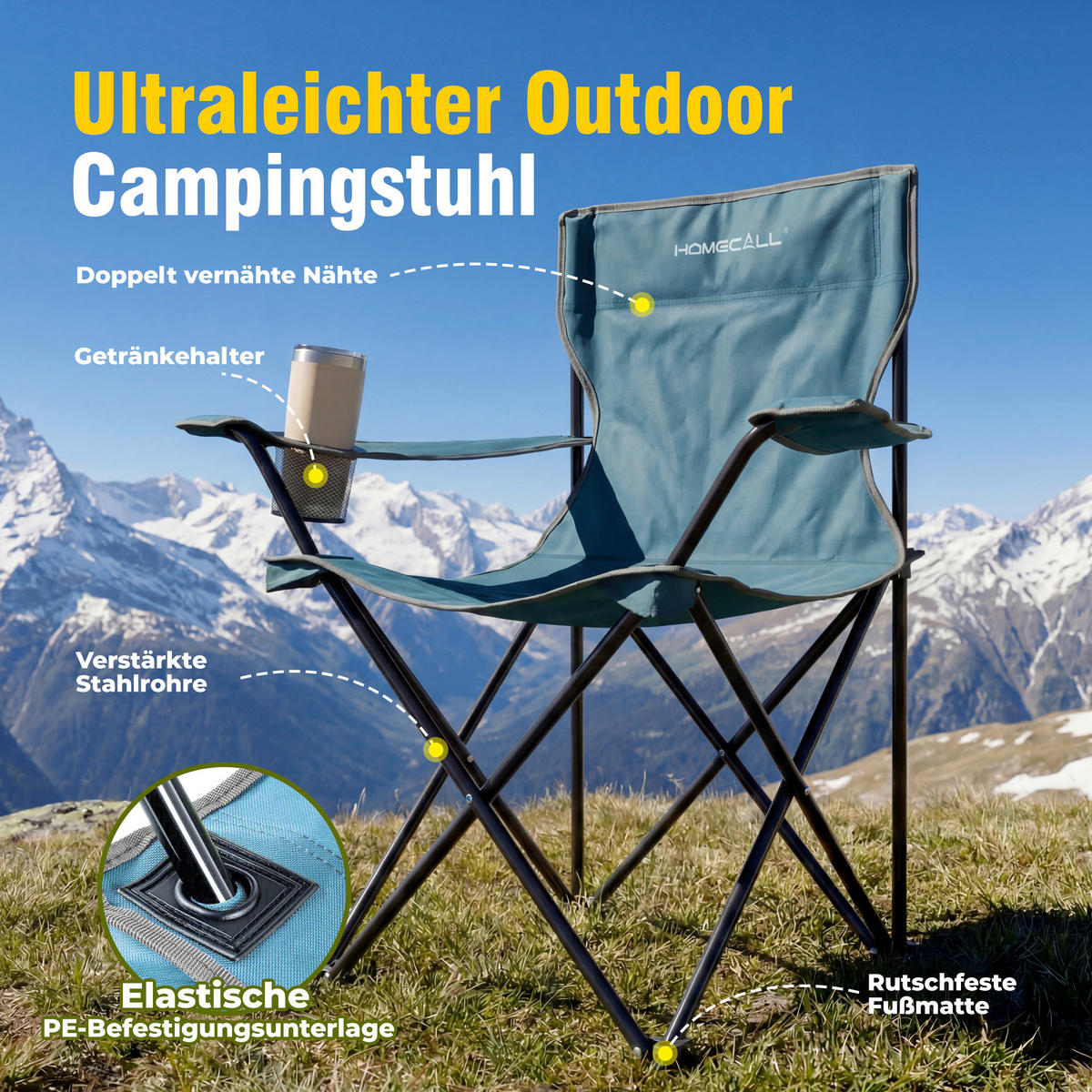 CAMPINGGARNITUR - Blau, Basics, Textil/Metall (43/79/43cm) - Modante