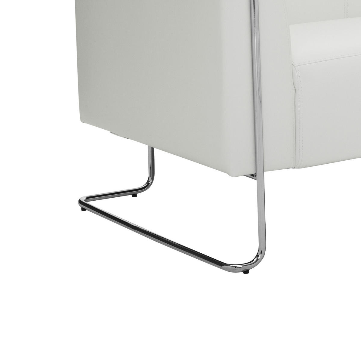 2-SITZER-SOFA in Lederlook Weiß  - Silberfarben/Weiß, MODERN, Textil/Metall (130/71/74cm) - MID.YOU