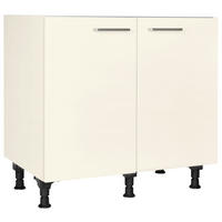 SPÜLENUNTERSCHRANK 90/87/56 cm  in Magnolie  - Edelstahlfarben/Magnolie, MODERN, Holzwerkstoff/Metall (90/87/56cm) - Nobilia