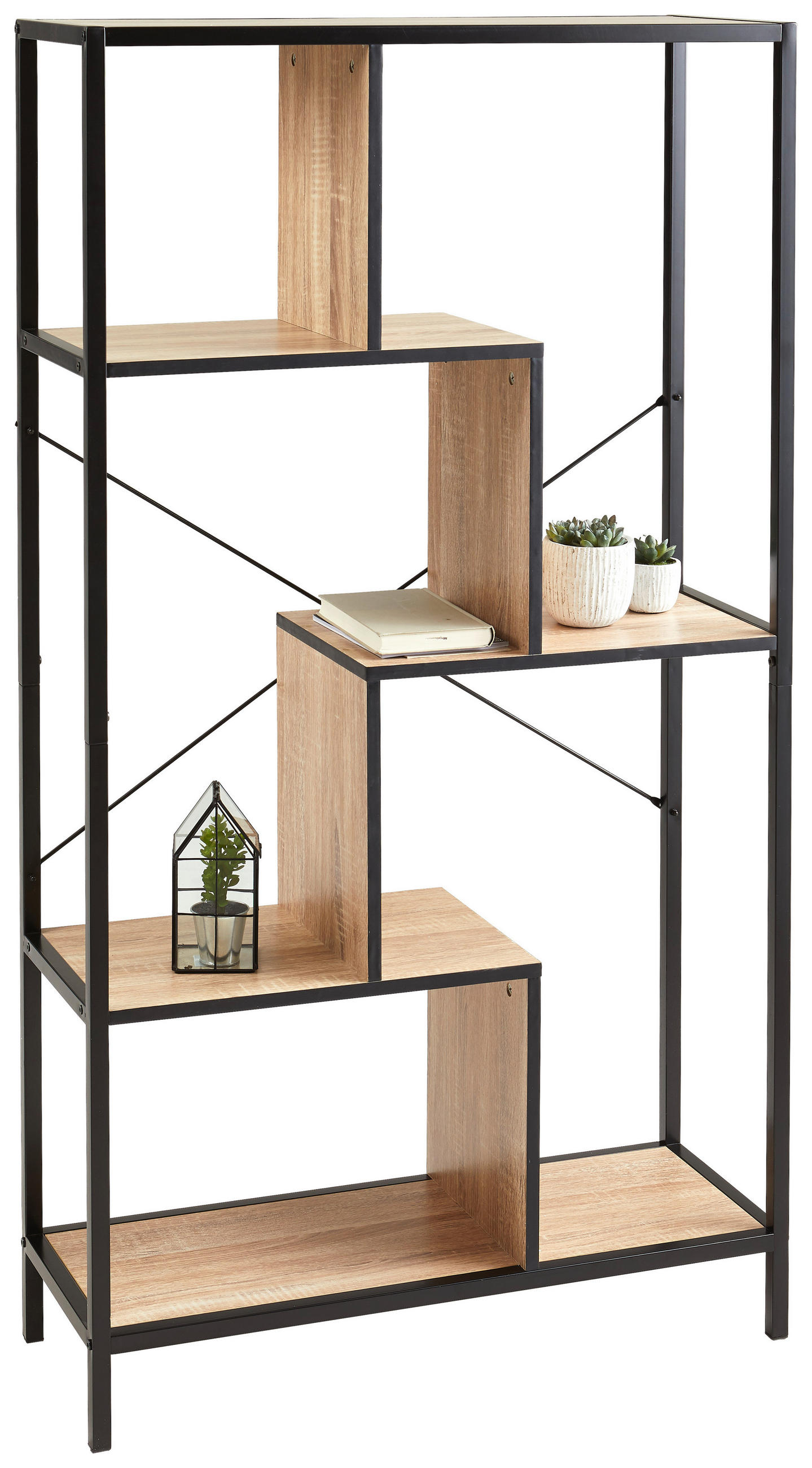 Regal Industrial Ii B: 80 Cm Eiche Dekor/schwarz