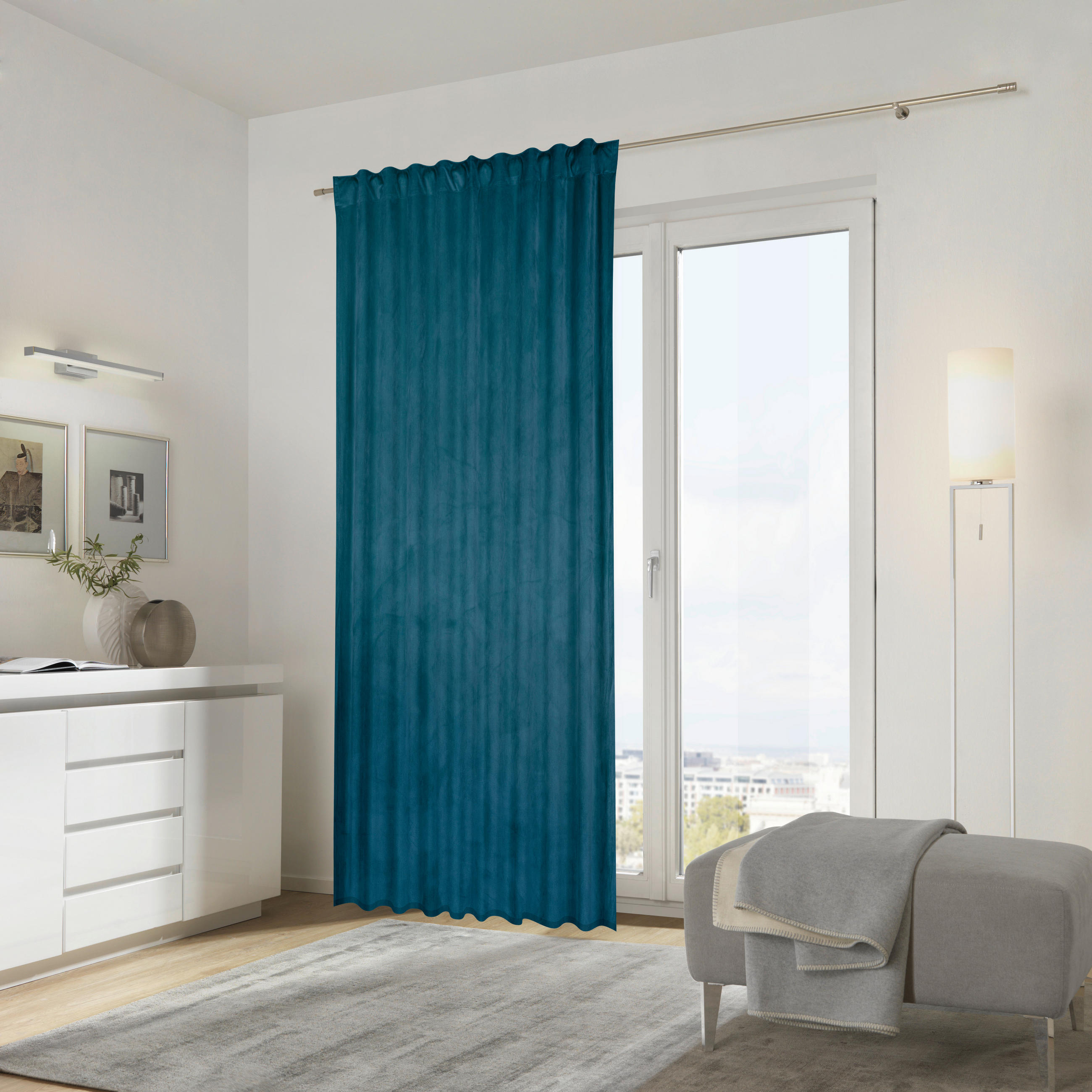 FERTIGVORHANG ZENATO blickdicht 135/245 cm - Petrol, KONVENTIONELL, Textil (135/245cm) - Ambiente