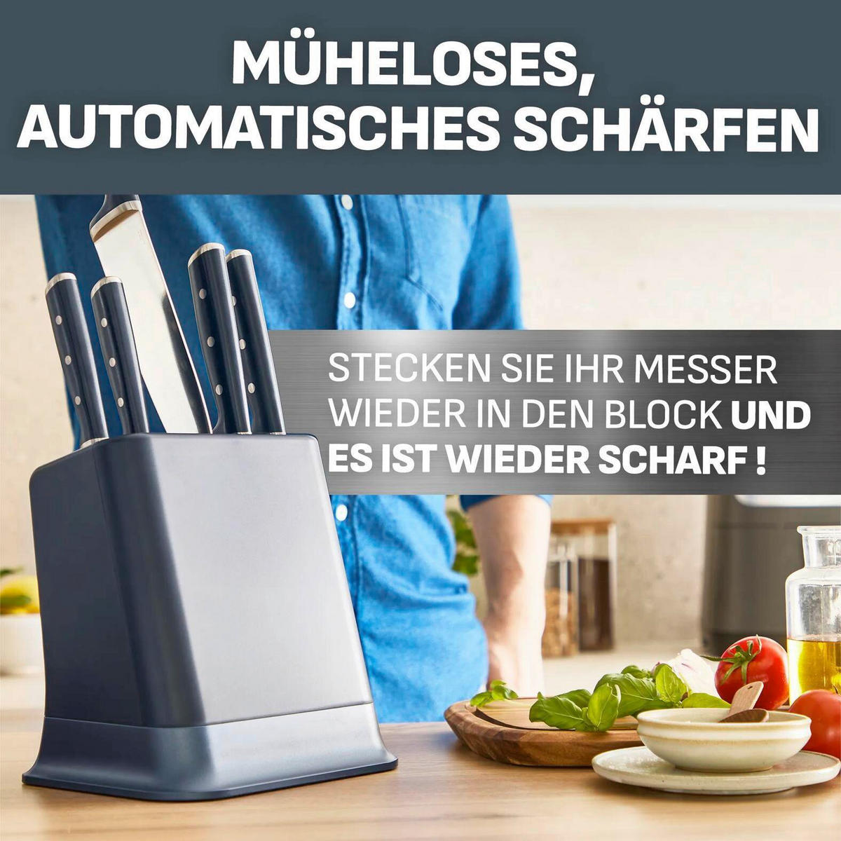 BLOK NA NOŽE  6dílné - tmavě modrá, Konvenční, kov/plast - Tefal