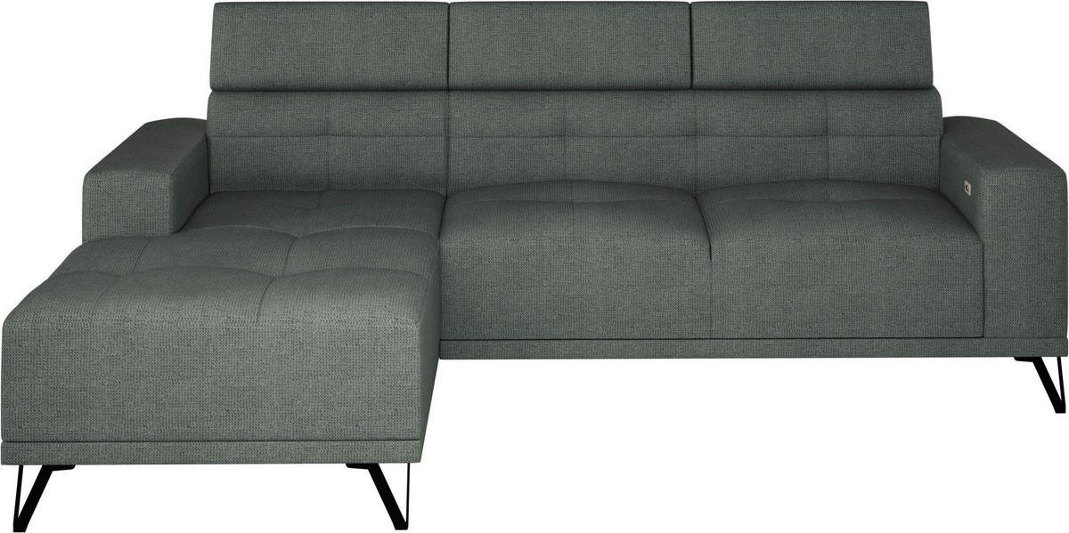 ECKSOFA in Chenille Waldgrün  - Waldgrün/Schwarz, Konventionell, Textil/Metall (178/264cm) - Hom`in