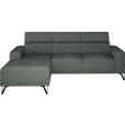 ECKSOFA Waldgrün Chenille  - Waldgrün/Schwarz, KONVENTIONELL, Textil/Metall (178/264cm) - Hom`in