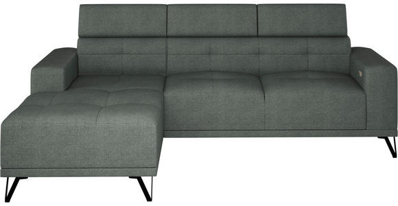 ECKSOFA Waldgrün Chenille - Waldgrün/Schwarz, KONVENTIONELL, Textil/Metall (178/264cm) - Hom`in