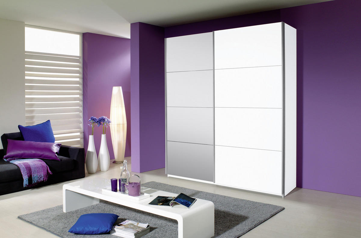 SCHWEBETÜRENSCHRANK 181/210/62 cm 2-türig Weiß  - Alufarben/Weiß, Design, Glas/Holzwerkstoff (181/210/62cm) - Carryhome