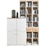 REGALKOMBINATION Weiß, Alteiche  150/215/40 cm  - Alteiche/Alufarben, KONVENTIONELL, Holzwerkstoff/Metall (150/215/40cm) - Venda