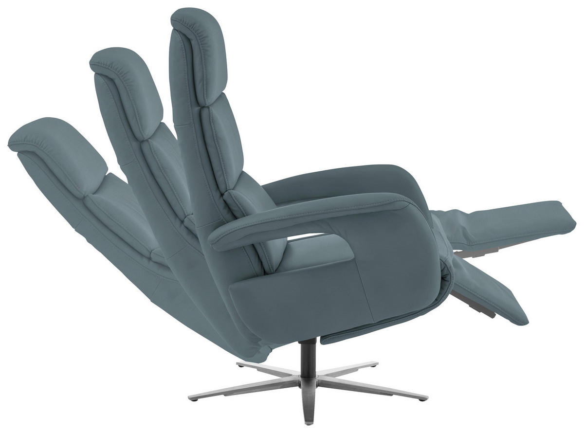 RELAXSESSEL in Leder Blaugrau  - Edelstahlfarben/Blaugrau, Design, Leder/Metall (76/119/86cm) - Dieter Knoll