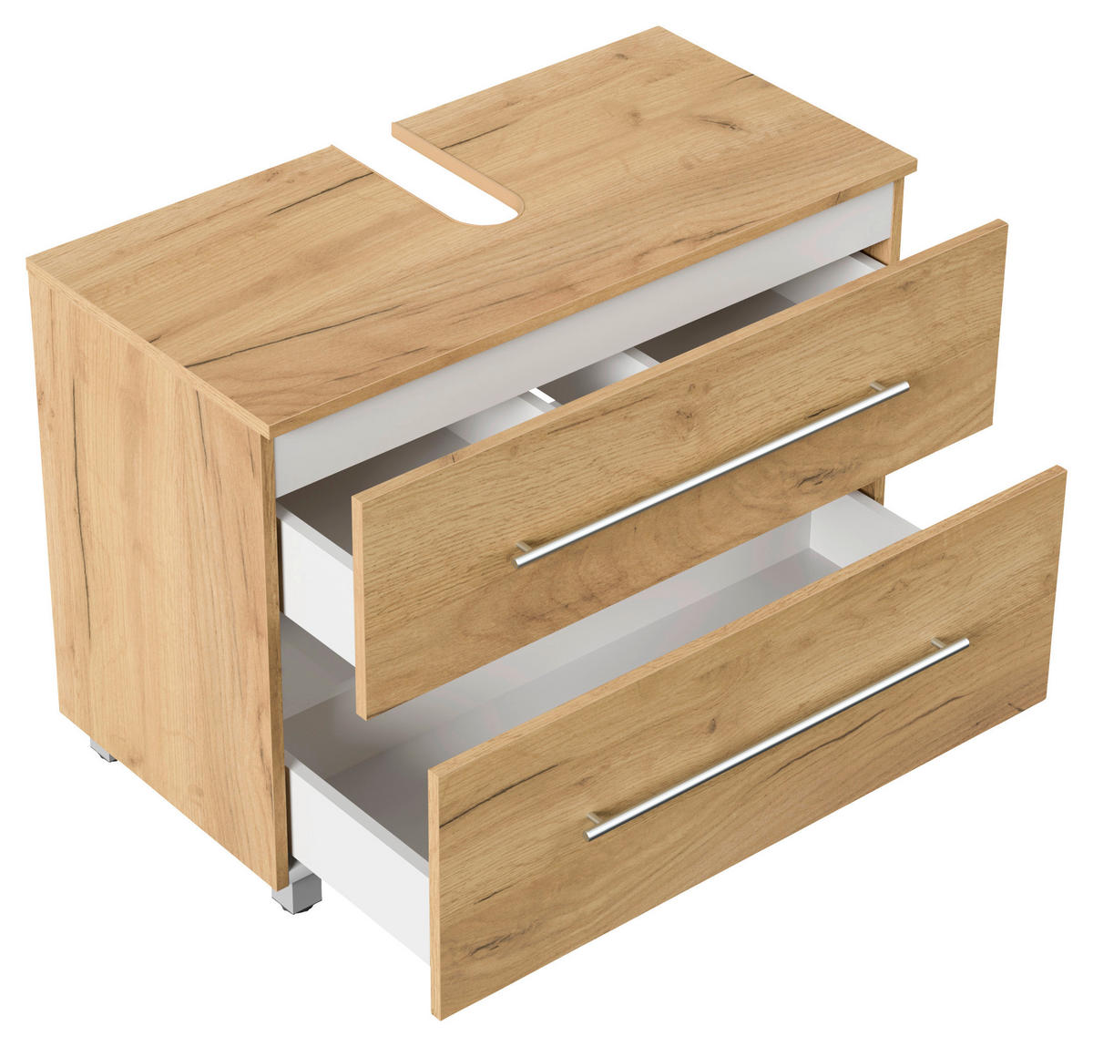 WASCHBECKENUNTERSCHRANK 85/63/41,6 cm  - Eichefarben/Silberfarben, MODERN, Holzwerkstoff/Metall (85/63/41,6cm) - MID.YOU