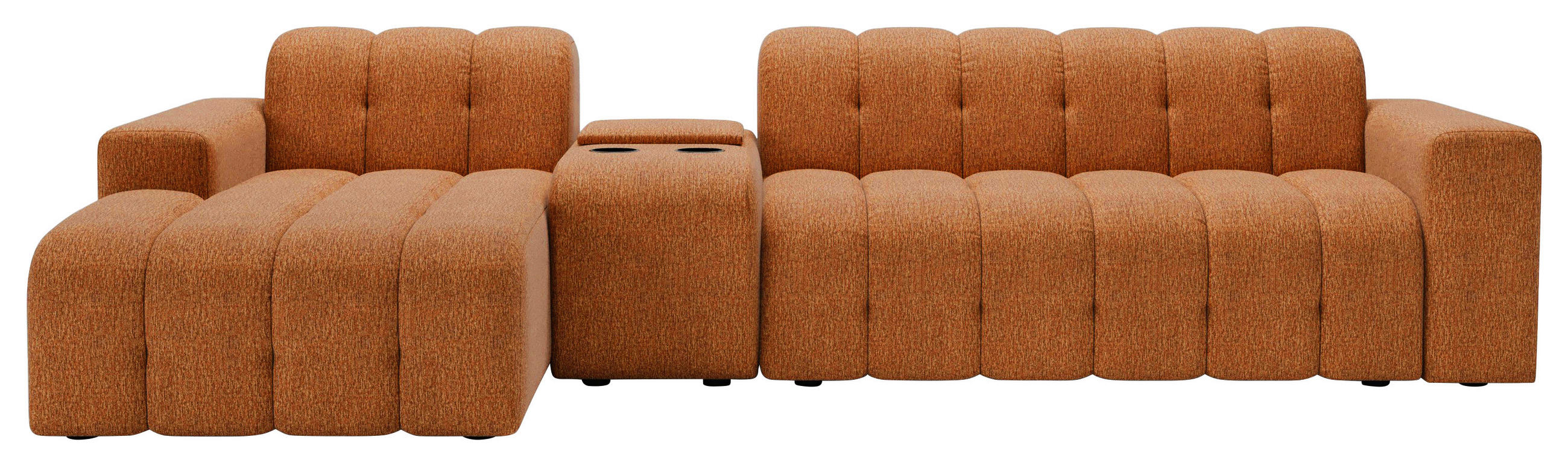 ECKSOFA Rostfarben Chenille Stauraum, Getränkehalter  - Rostfarben/Schwarz, MODERN, Kunststoff/Textil (150/299cm) - Milino