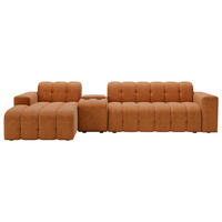 ECKSOFA Rostfarben Chenille Stauraum, Getränkehalter  - Rostfarben/Schwarz, MODERN, Kunststoff/Textil (150/299cm) - Milino