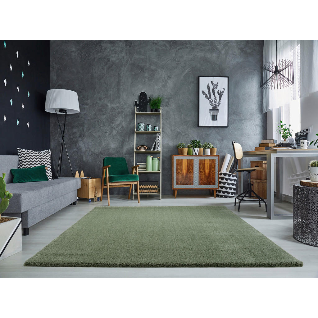 Thumbnail - Novel Webteppich Soft Dream, Olivgrün, Textil, Uni, rechteckig, 200x250 cm, in verschiedenen Größen erhältlich, Teppiche...