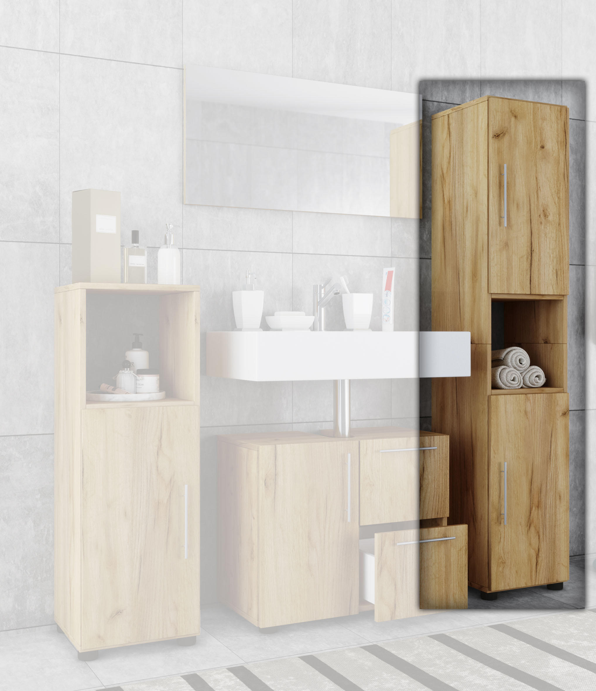 HOCHSCHRANK 31/160/30 cm  - Honigeiche/Eichefarben, Basics, Holzwerkstoff (31/160/30cm) - MID.YOU