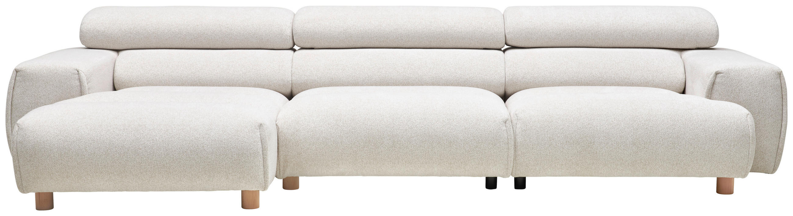 ECKSOFA Velours Weiss  - Weiss, Natur, Holz/Textil (150/329cm) - Lomoco