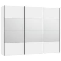 SCHWEBETÜRENSCHRANK 303/236/65 cm 3-türig Weiß  - Silberfarben/Weiß, Design, Glas/Holzwerkstoff (303/236/65cm) - Jutzler