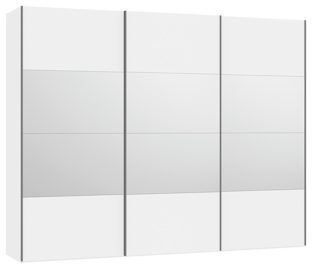 SCHWEBETÜRENSCHRANK 303/236/65 cm 3-türig Weiß  - Silberfarben/Weiß, Design, Glas/Holzwerkstoff (303/236/65cm) - Jutzler